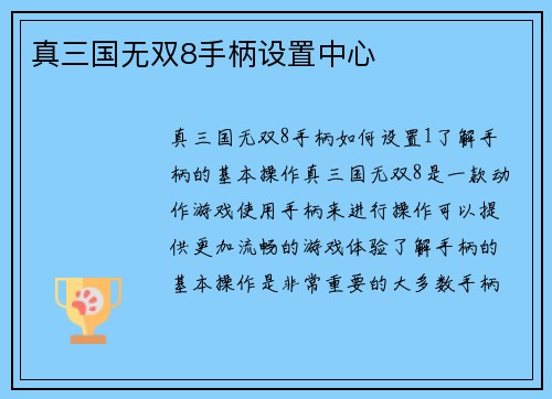 真三国无双8手柄设置中心